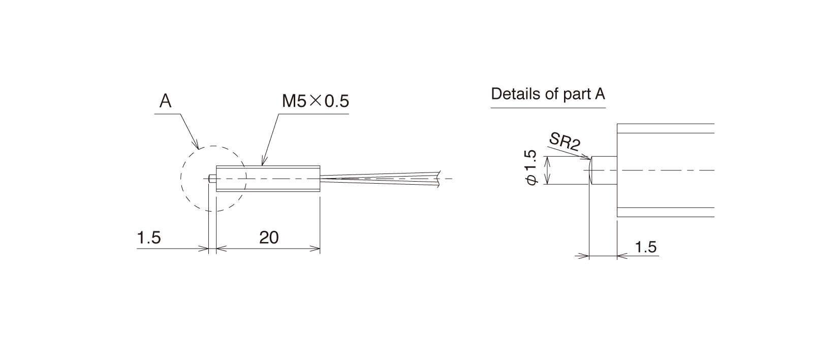 GN-PT5M3Aの外径寸法図1