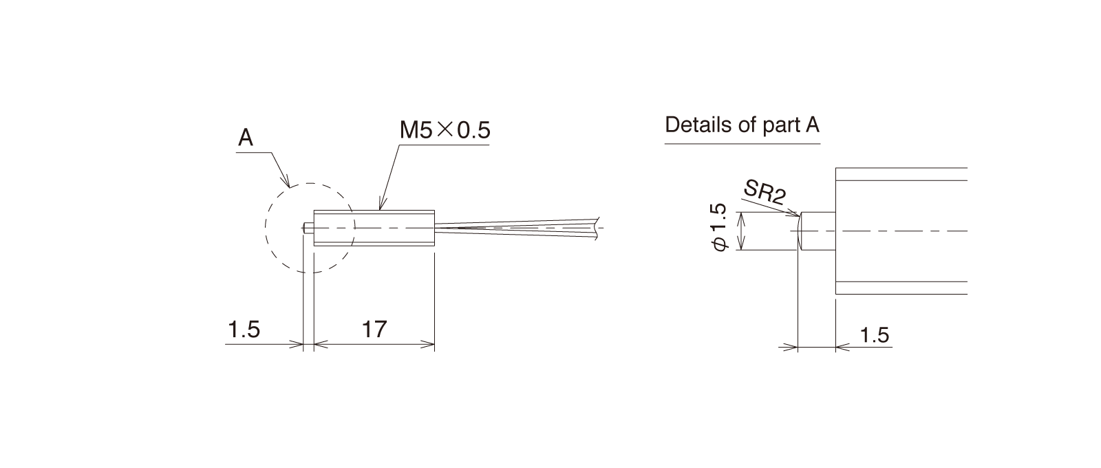 GN-PT5M3Bの外径寸法図1