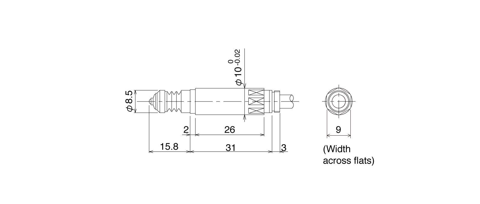 P10SA-ALの外径寸法図1