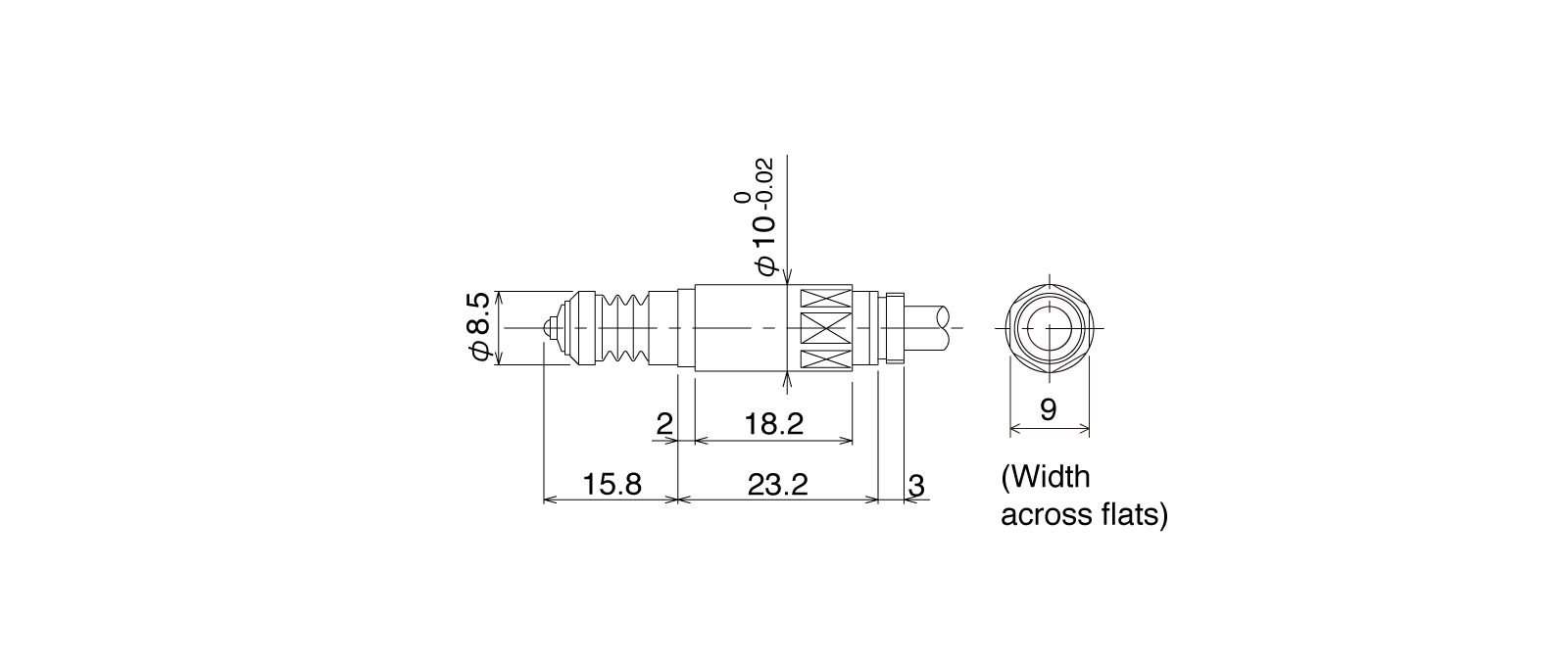 P10SB-Aの外径寸法図1