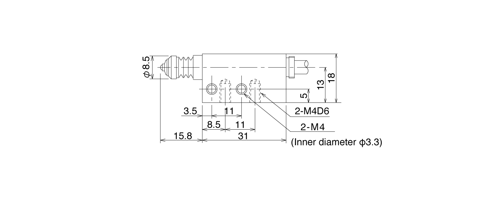 P12DA-Aの外径寸法図1