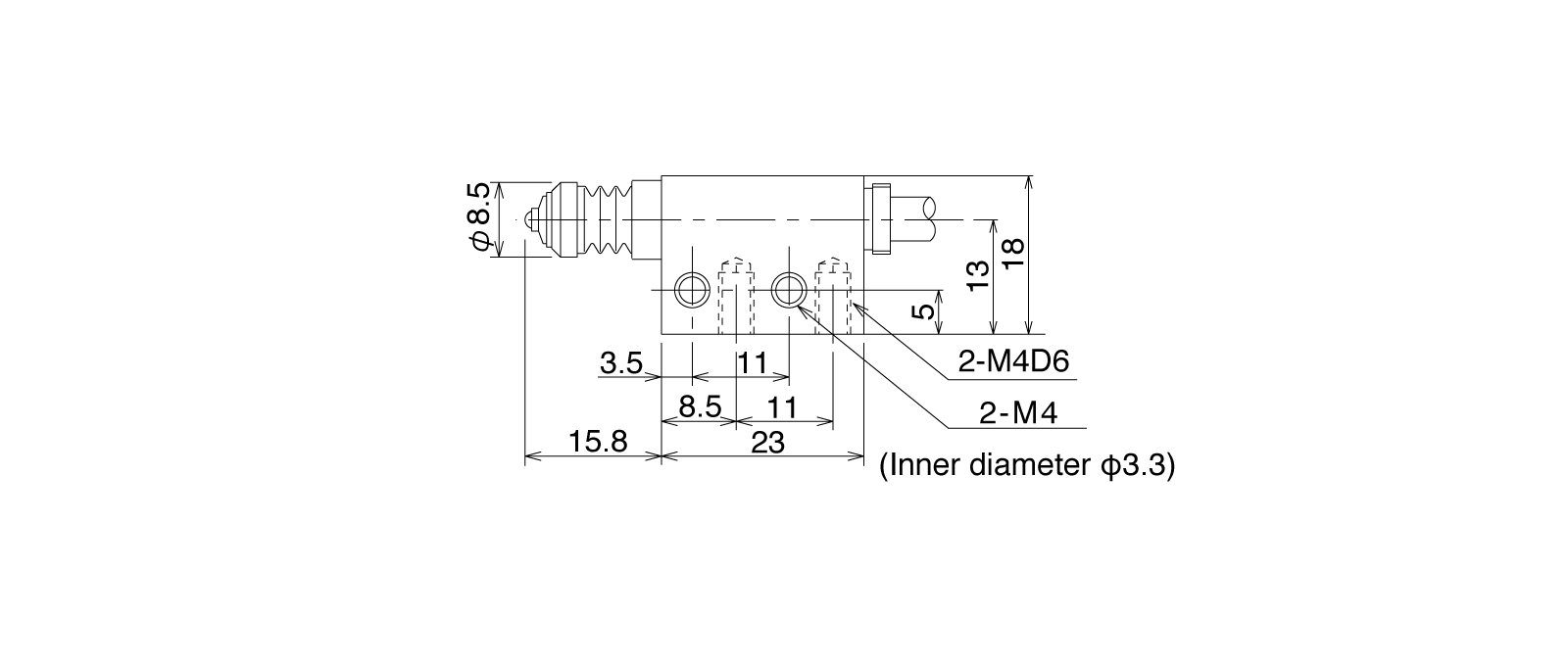 P12DB-ALの外径寸法図1