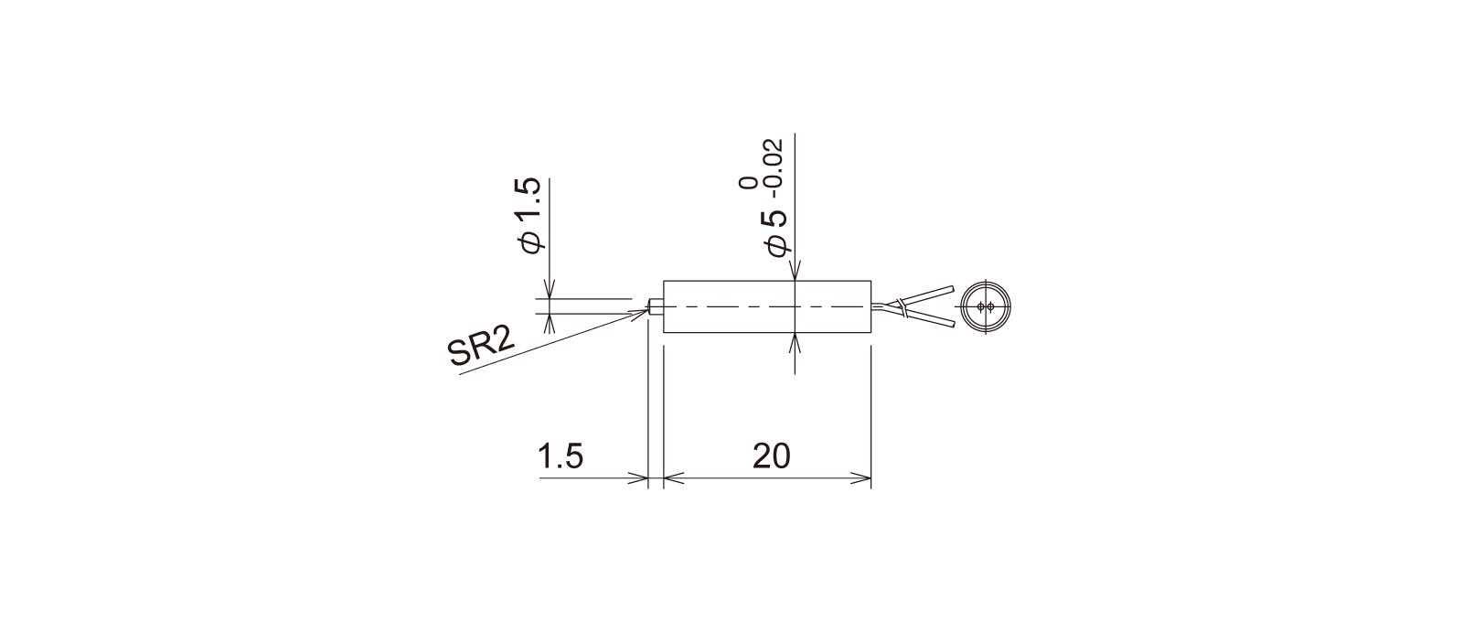 PT5S1WAの外径寸法図1