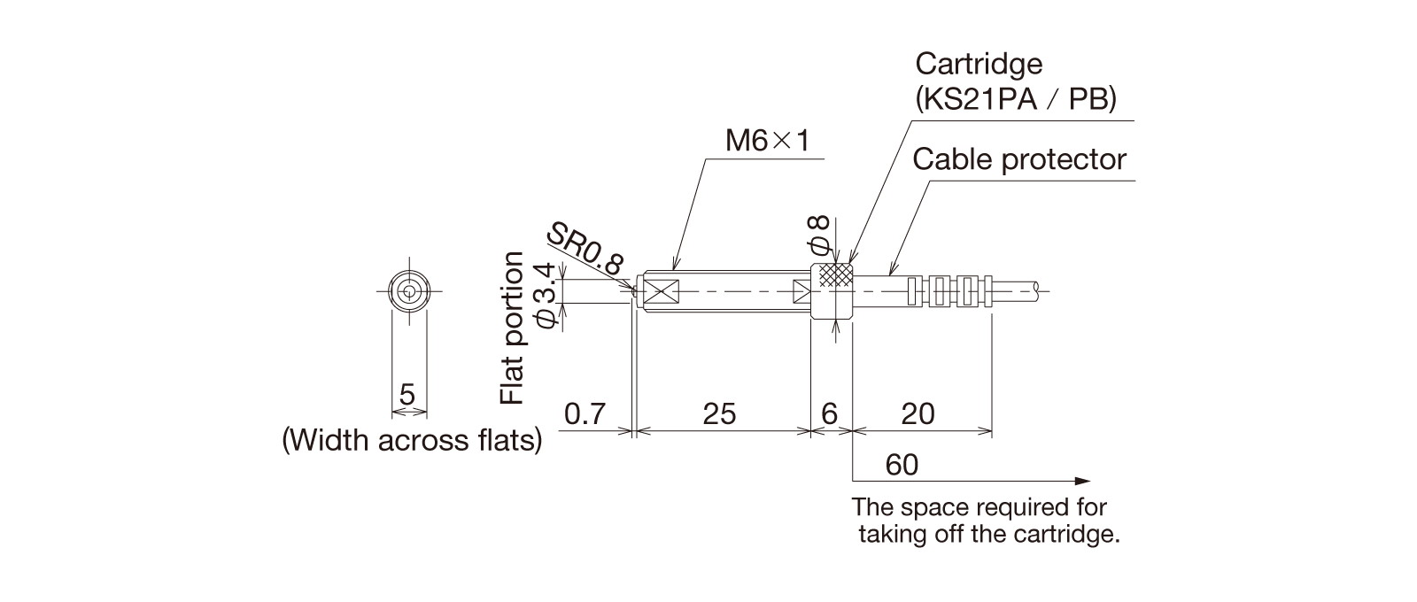STS060PA-Lの外径寸法図1