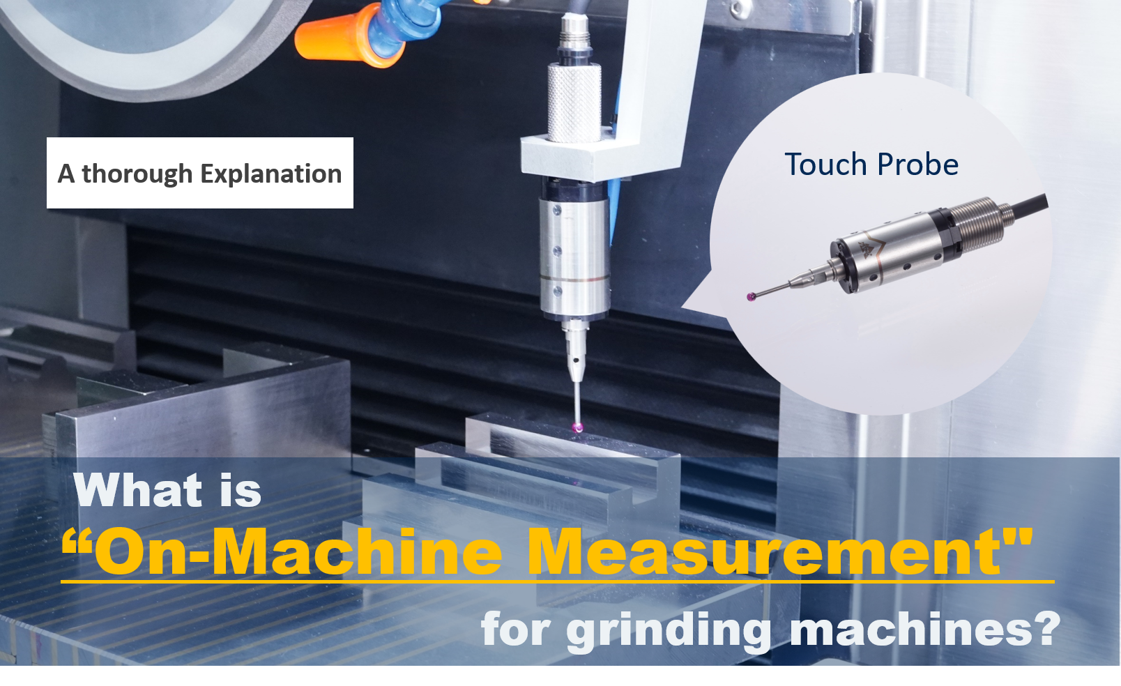What is "On-machine measurement" for grinding machines using touch probes?