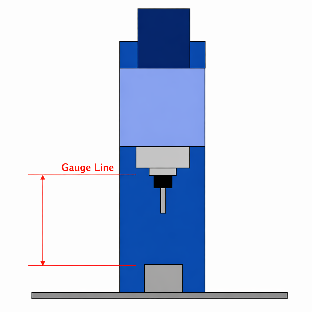 Tool length compensation based on the gauge line